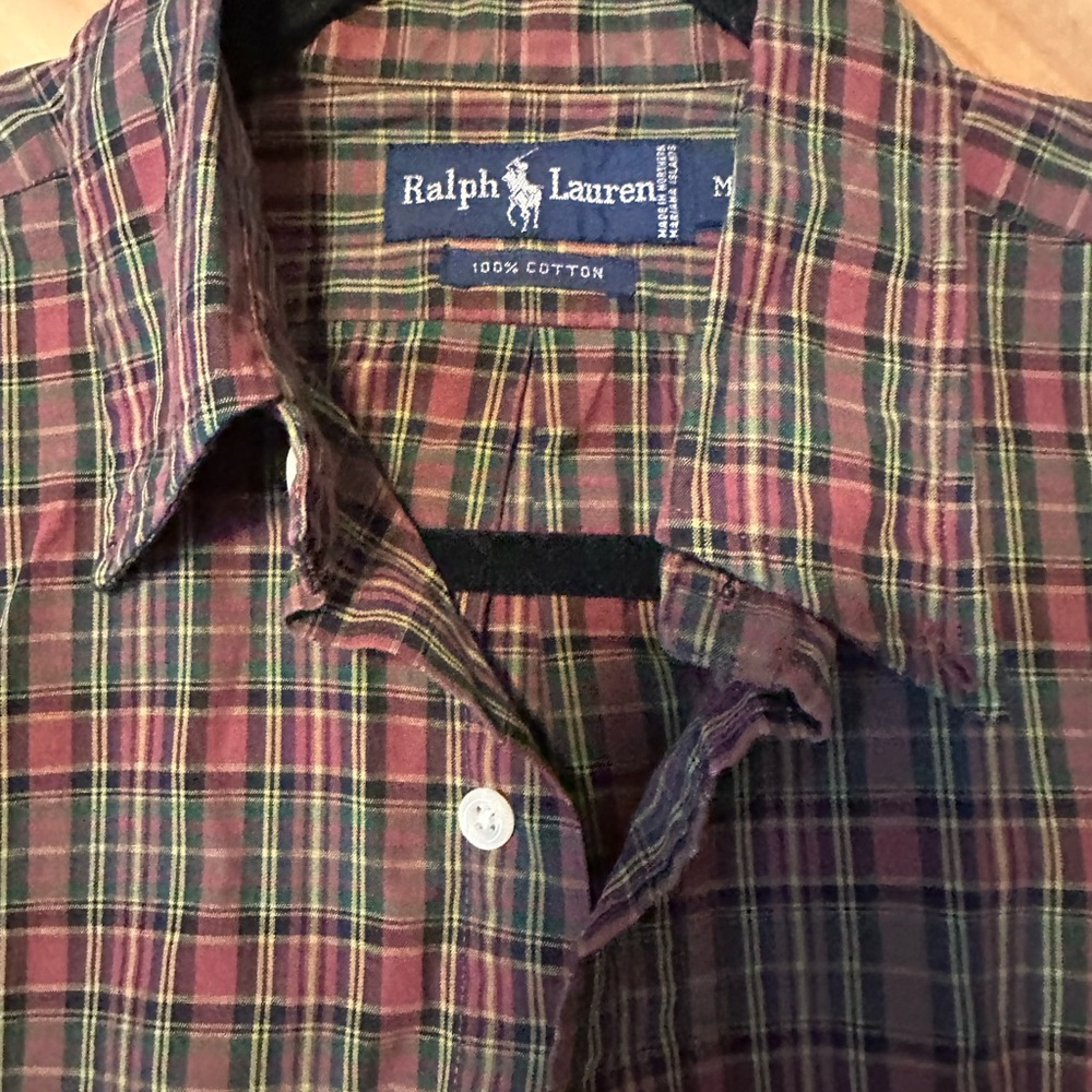 Ralph Lauren Men’s Plaid Dress Shirt Long Sleeve Size L Green Red - Picture 2 of 9